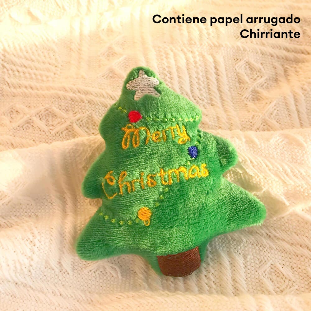 Mini árbol de Navidad de peluche interactivo para masticar y chirriar para perros