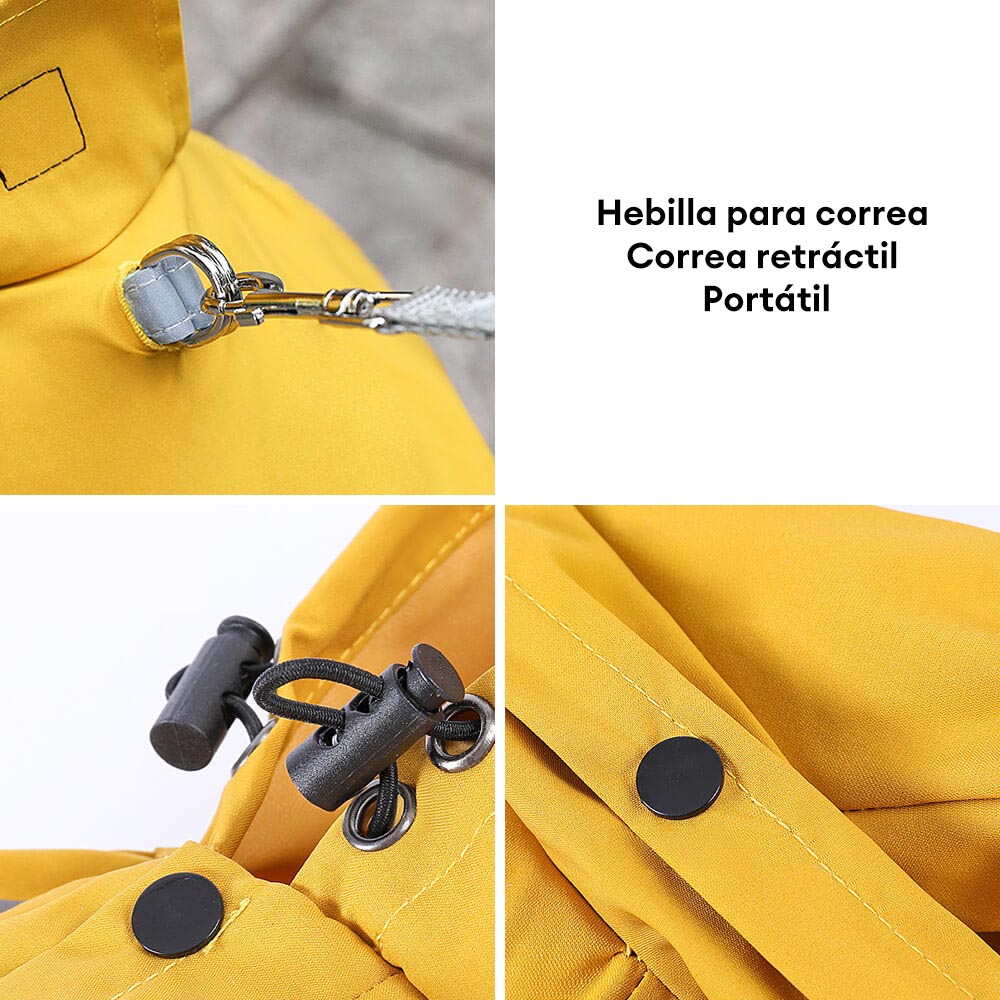 Elegante impermeable ajustable con tiras reflectantes para perros con capucha