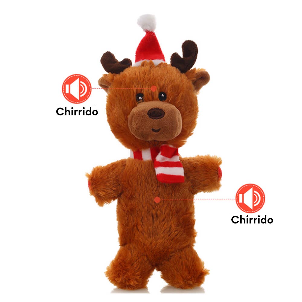 Muñeco de Papá Noel navideño, juguete interactivo de peluche para perros con chirrido duradero