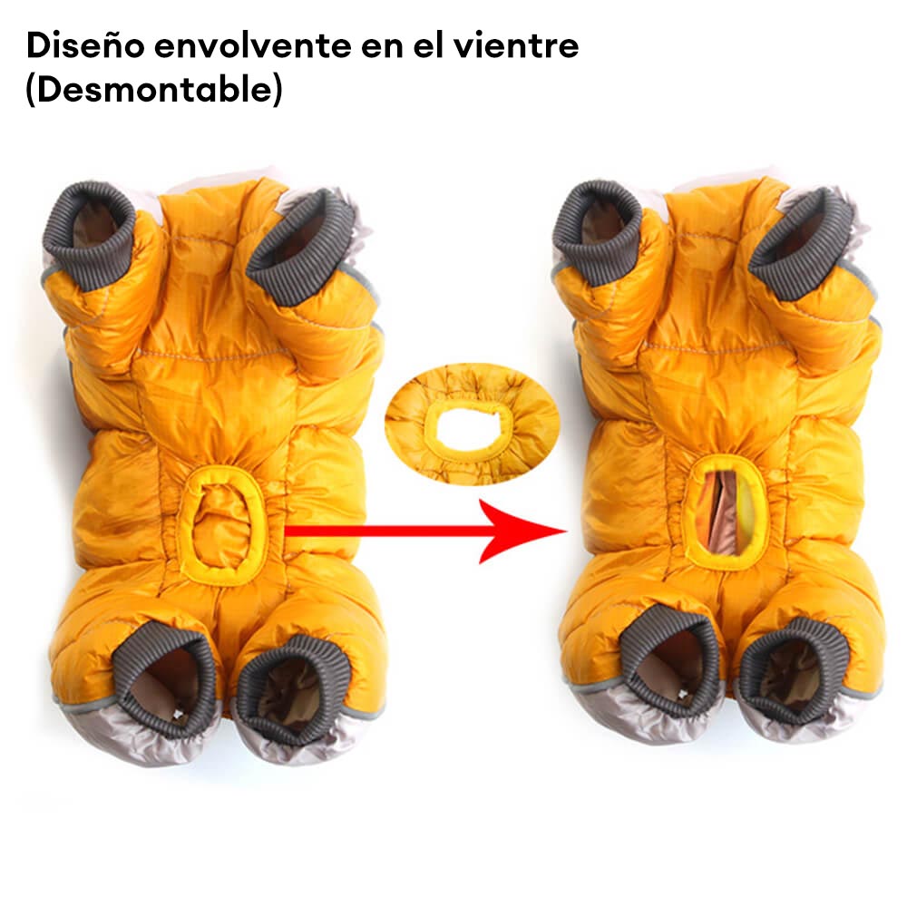 Abrigo para perros de cuatro patas impermeable, lavable y reflectante de máxima calidez