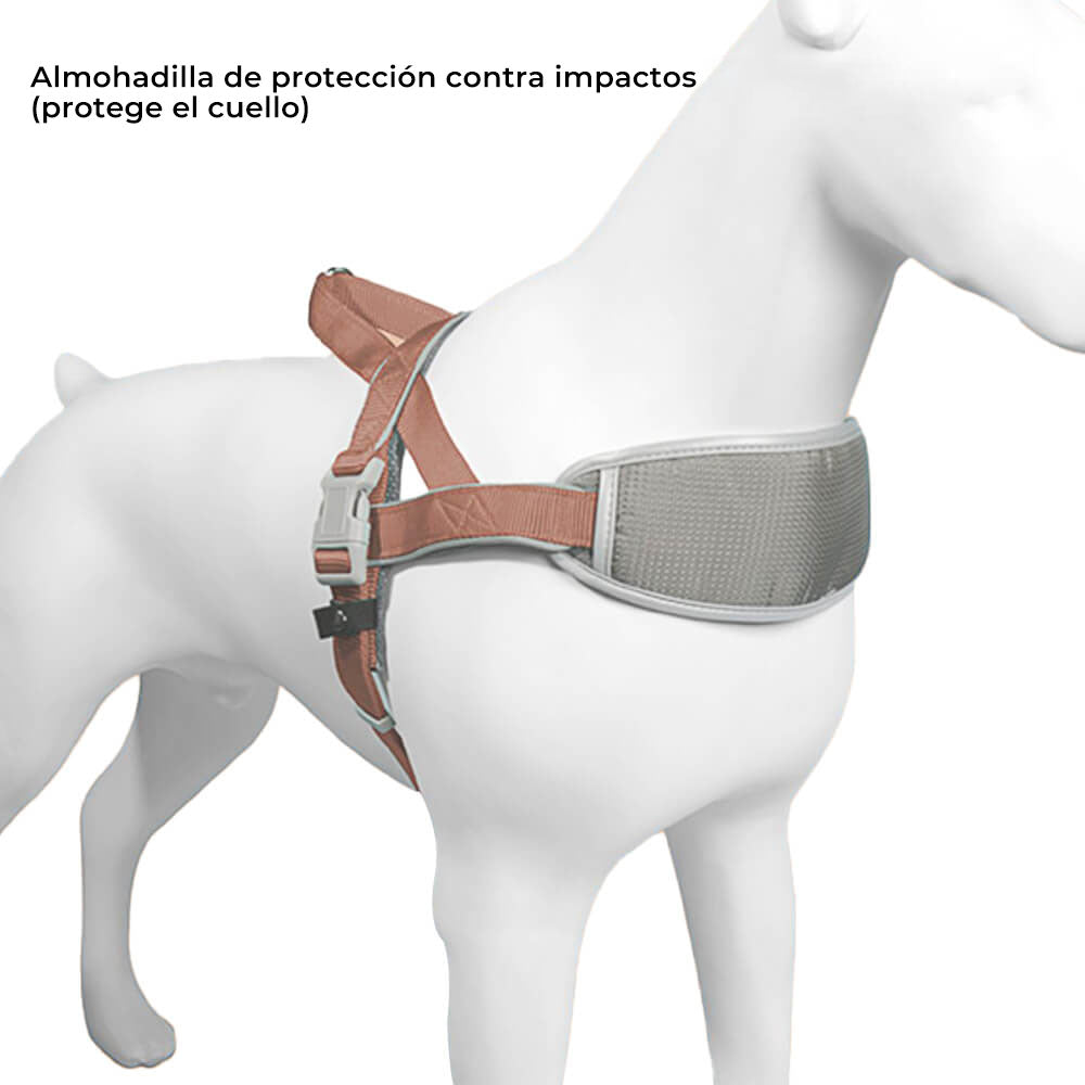 Arnés grande para perros con protección para el cuello, amortiguador, antitirones, con correa