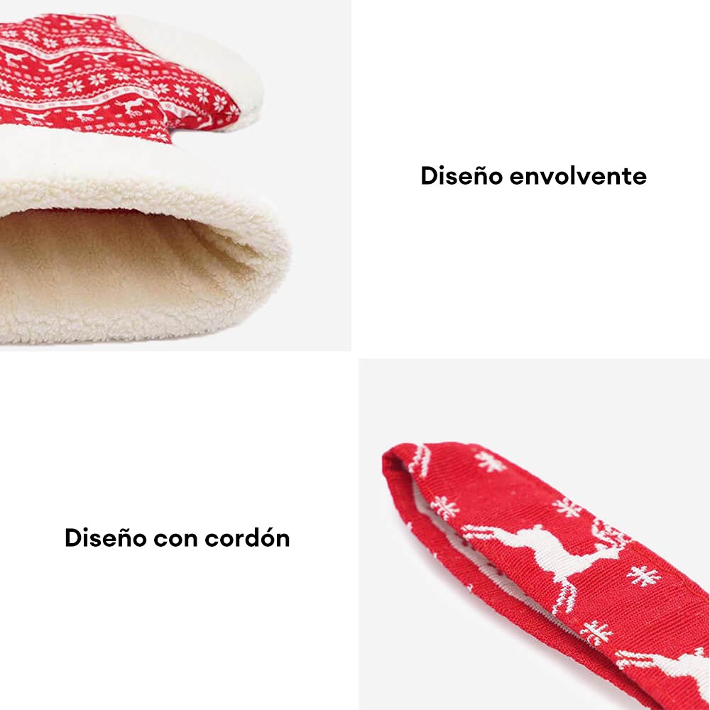 Saco de dormir semicerrado y cálido para mascotas con decoración multifuncional de medias navideñas