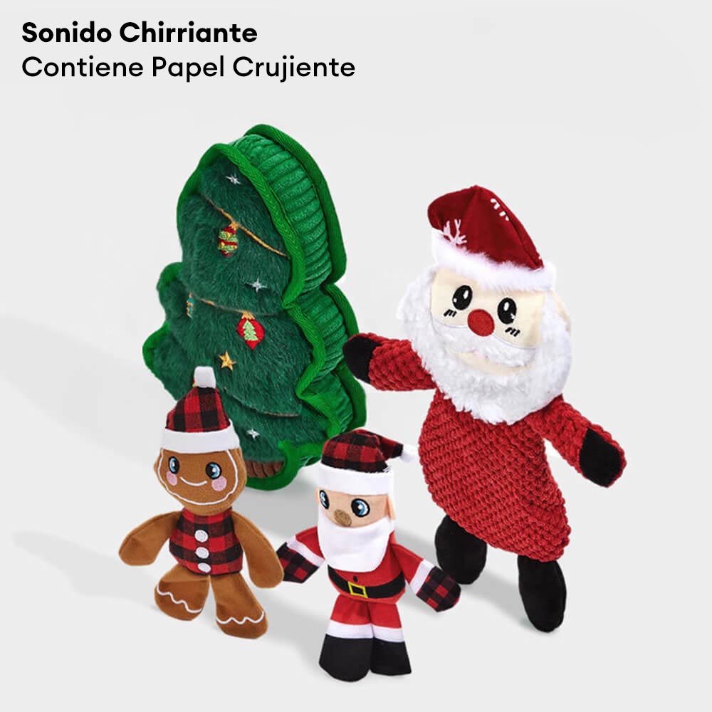 Juguete interactivo de peluche para perros con forma de árbol de Navidad que chirría y limpia los dientes