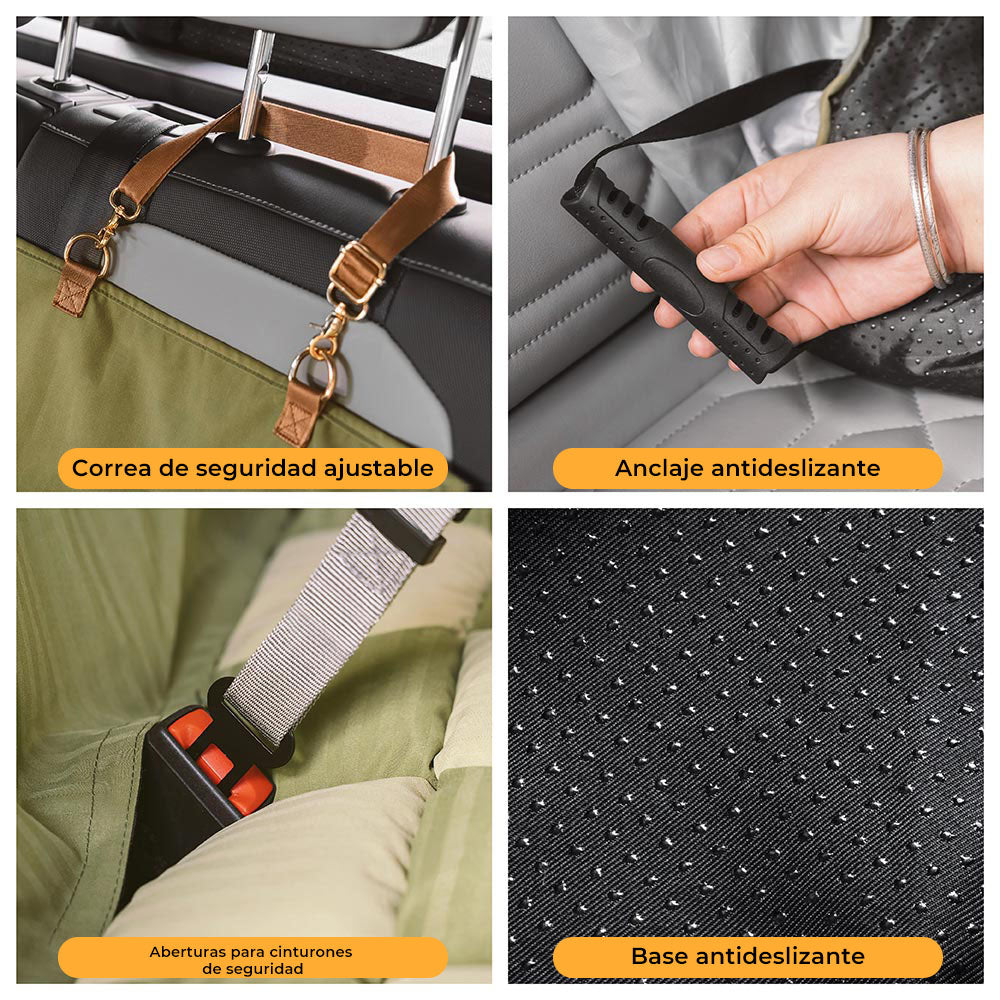 Cojín de viaje Asiento trasero de seguridad Cama grande para asiento de automóvil para perros - Salón de tablero de ajedrez