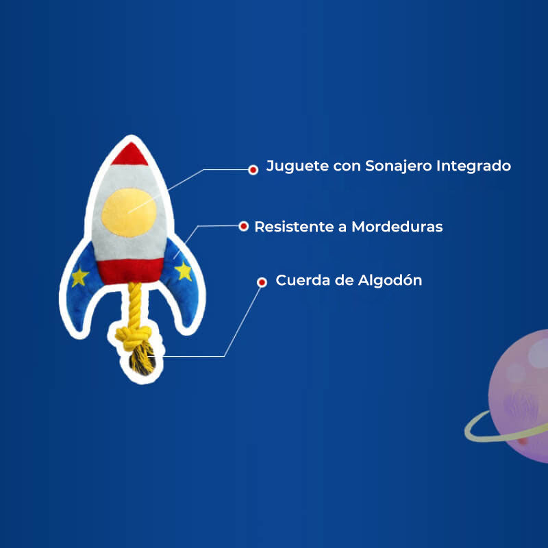 Juguete de avión cohete, juguete juguetón y chirriante, juguete para masticar para perros