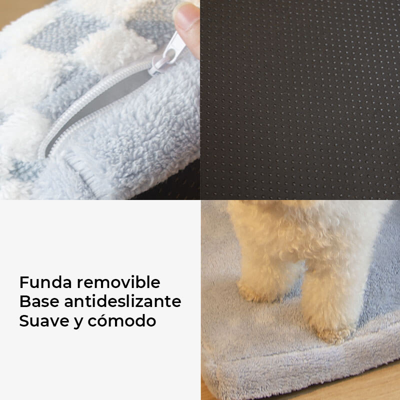 Cama grande con almohada para perros con protector de cuello suave y tablero de ajedrez