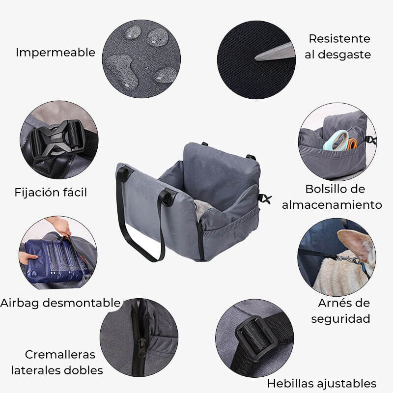 Cama portátil multifuncional para asiento de coche para perros, bolsa de aire para transporte de mascotas