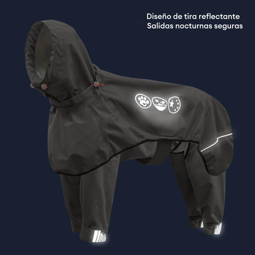 Chubasquero impermeable reflectante para exteriores para perros de cuatro patas con capucha