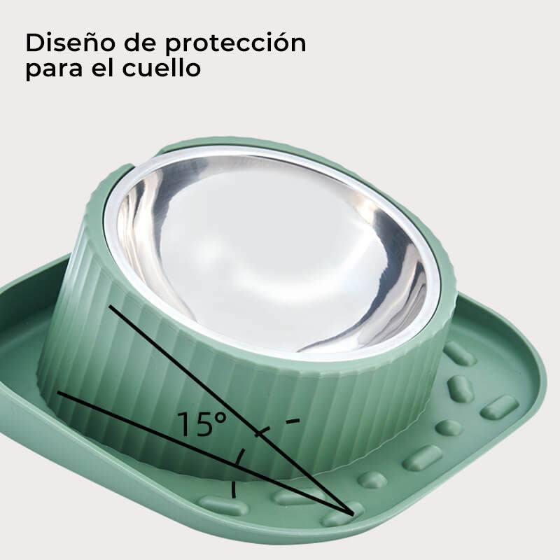 Cuenco de alimentación a prueba de derrames con protector de cuello para mascotas