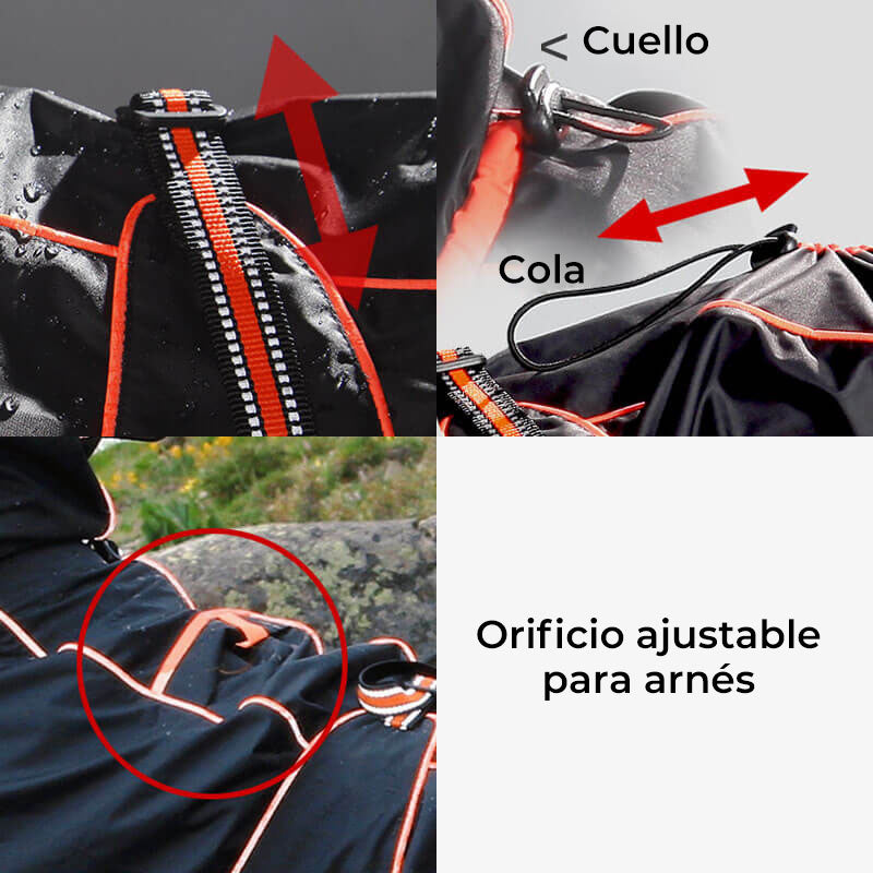 Chaqueta impermeable para exteriores para perros grandes, impermeable, ajustable, para lluvia