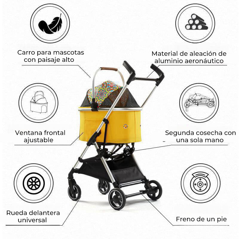 Cochecito multifuncional para mascotas de aleación de aluminio 2 en 1: ultraligero y desmontable para cachorros