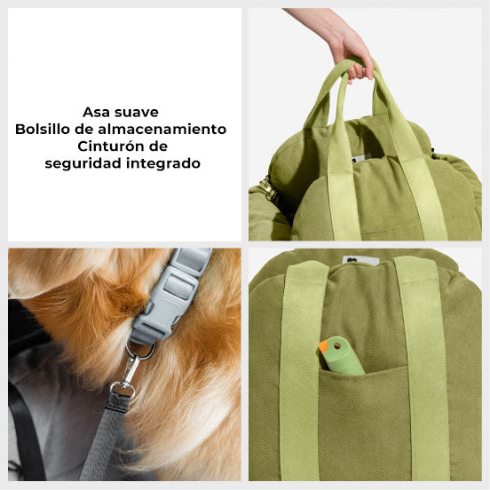 Cama de asiento de coche para perro cachorro de seguridad con refuerzo de viaje en espiga