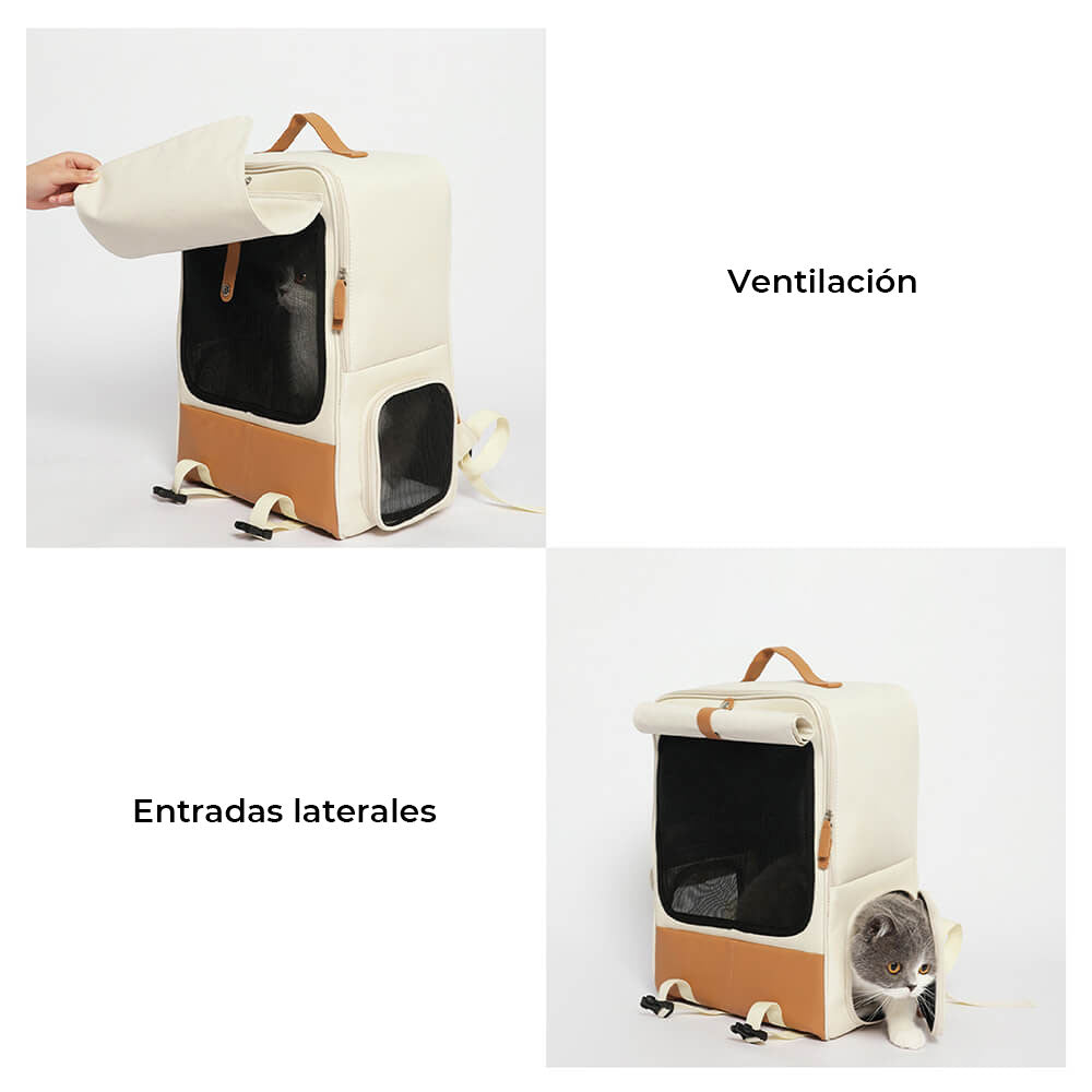 Mochila portátil plegable respirable cuadrada del gato del portador del animal doméstico del diseñador