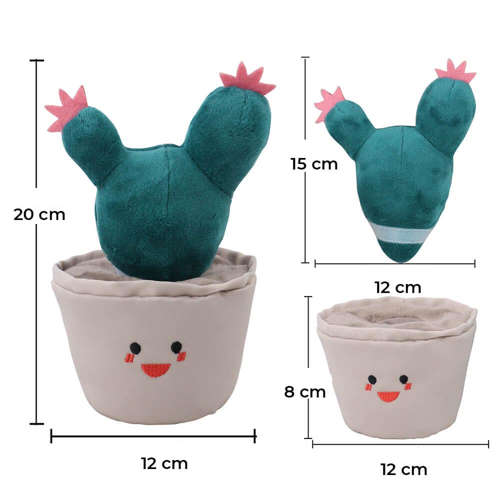 Juguete interactivo de peluche con forma de cactus y chirrido para perros con alimentación lenta