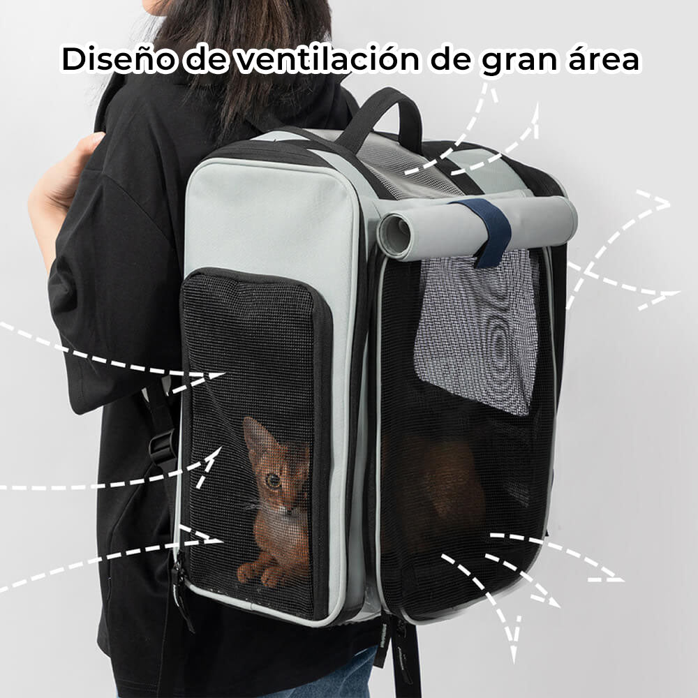 Mochila al aire libre multifuncional ampliable del gato del bolso del animal doméstico del espacio grande