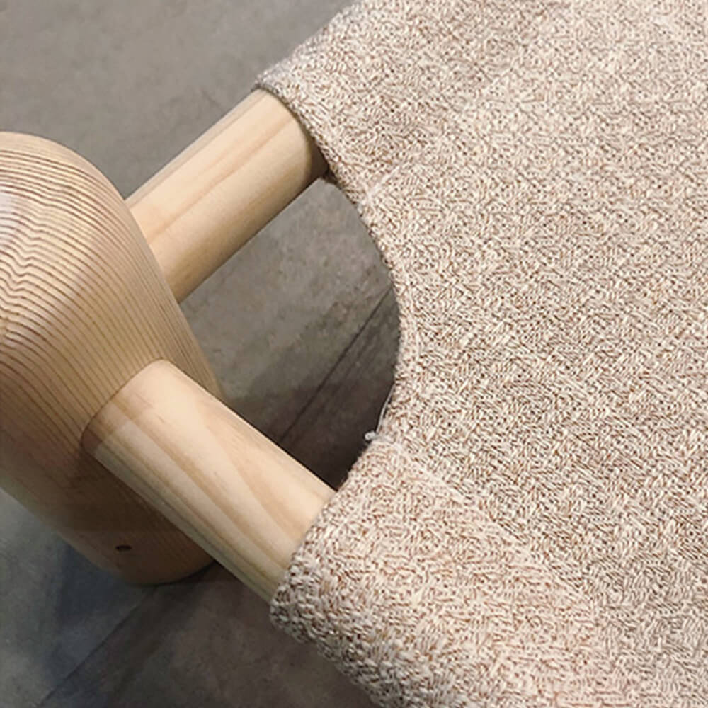 Cama para mascotas de madera y lino resistente a los arañazos