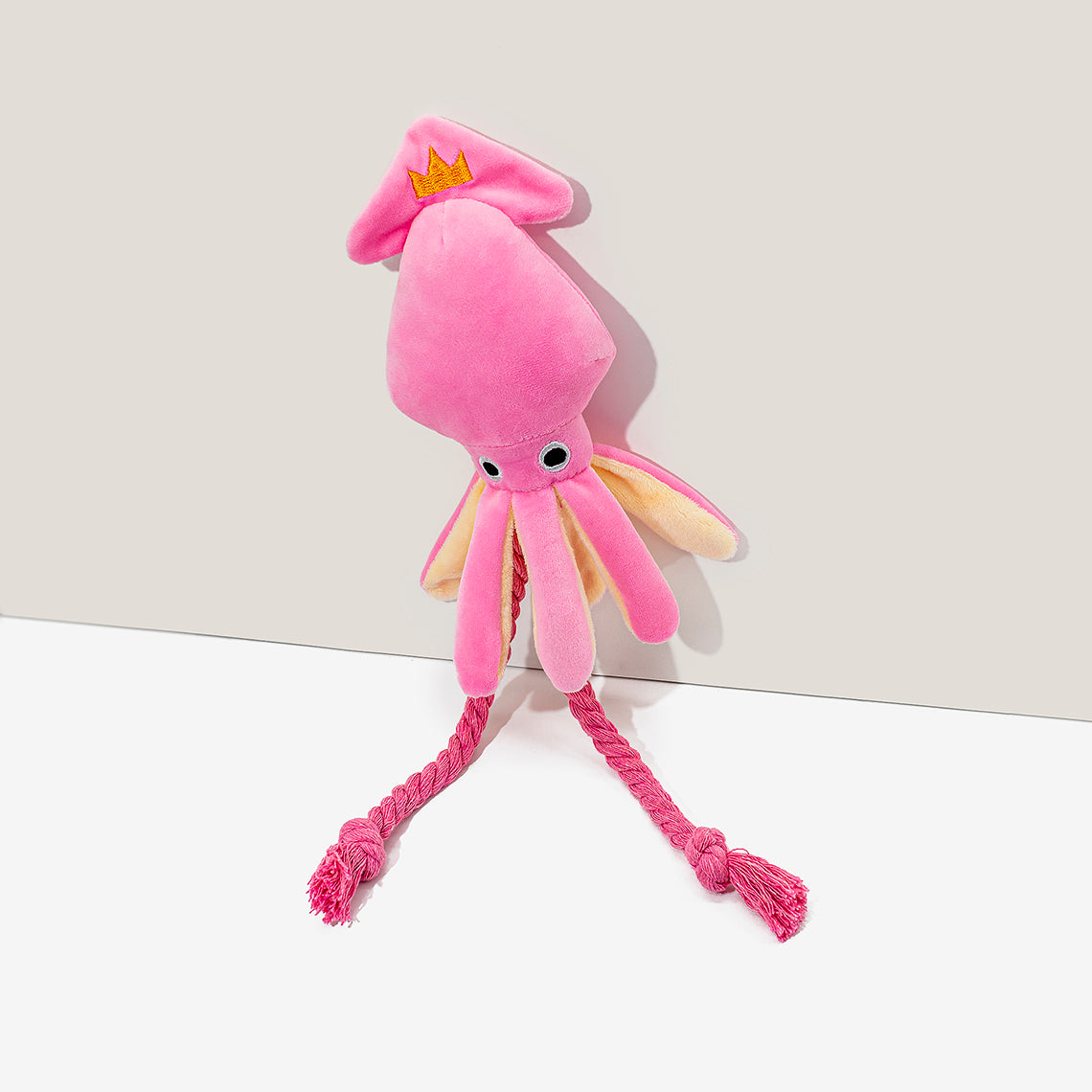 Juguete para perros de peluche chillón de calamar rosa