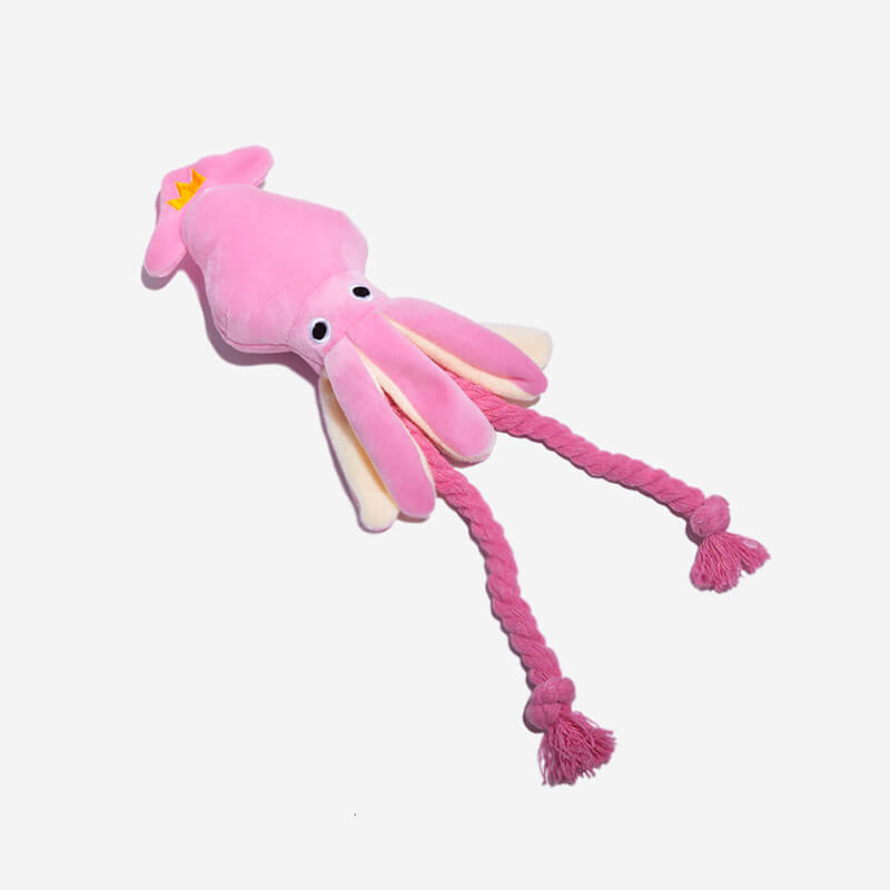 Juguete para perros de peluche chillón de calamar rosa