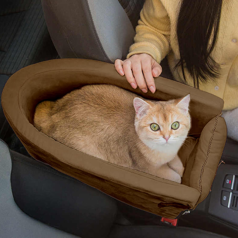 Asiento de coche para mascotas con consola Lookout ovalada de gamuza